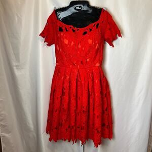 Chicwish Red Lace Dress M Halloween Costume Vamp Devil Queen of Hearts Fit Flare